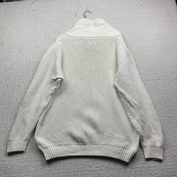 Soul of London 3D Cable Knit Shawl Collar White Sweater Mens 1XL Preppy Read - Picture 15 of 16